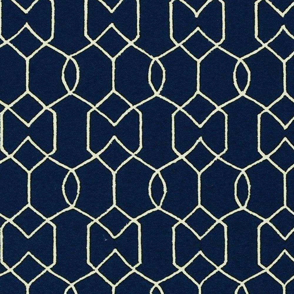 5' X 7' Navy Blue Geometric Hand Hooked Area Rug - Image 7
