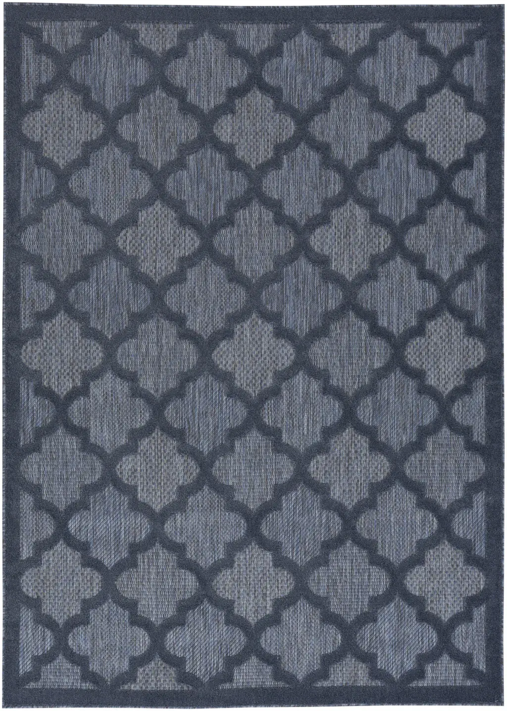 5' X 7' Navy Blue Ikat Indoor Outdoor Area Rug