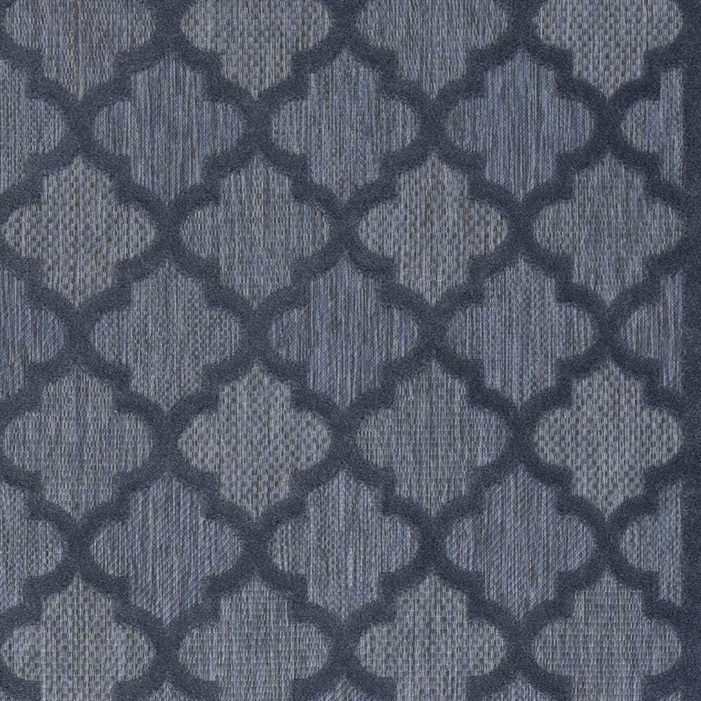 5' X 7' Navy Blue Ikat Indoor Outdoor Area Rug - Image 2