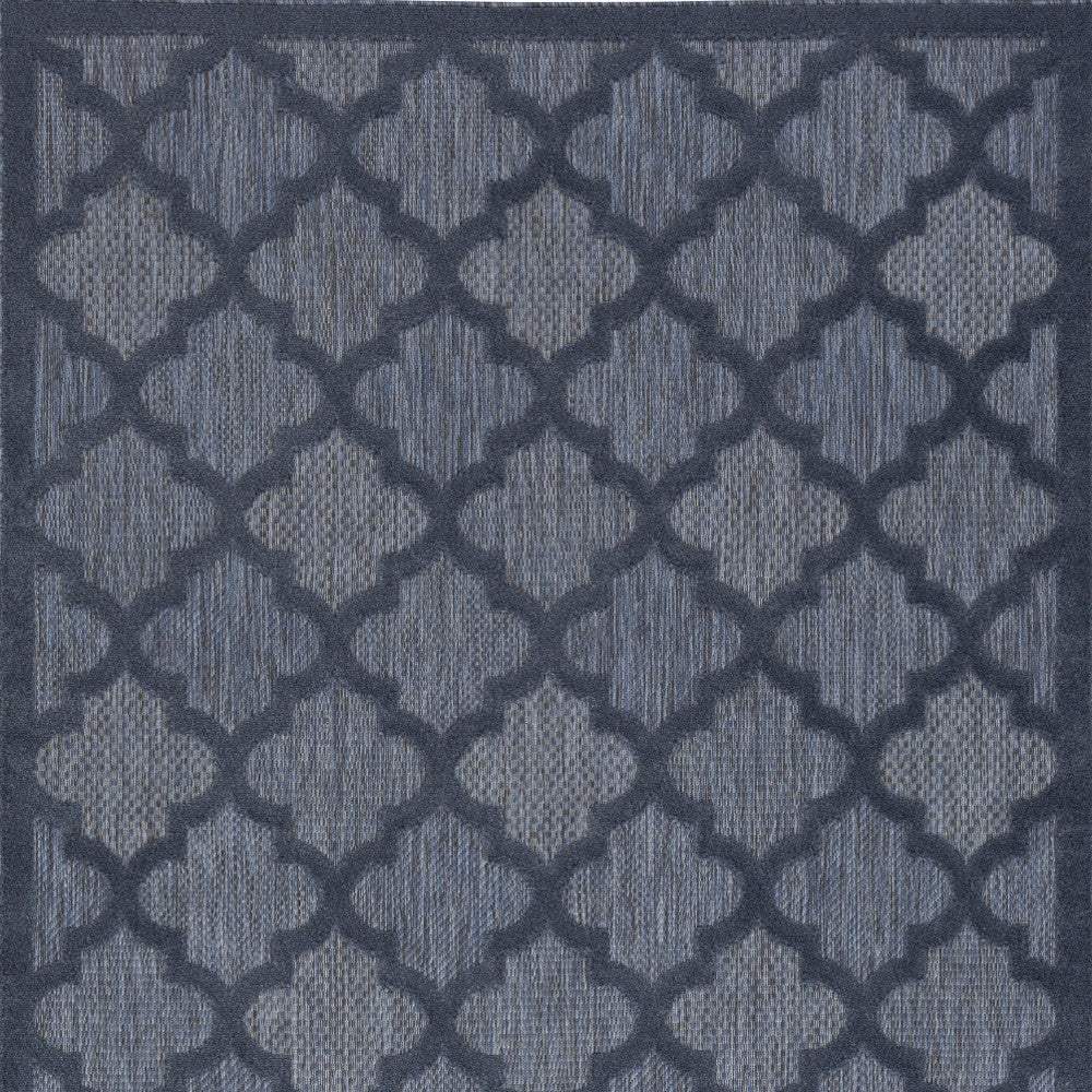 5' X 7' Navy Blue Ikat Indoor Outdoor Area Rug - Image 3
