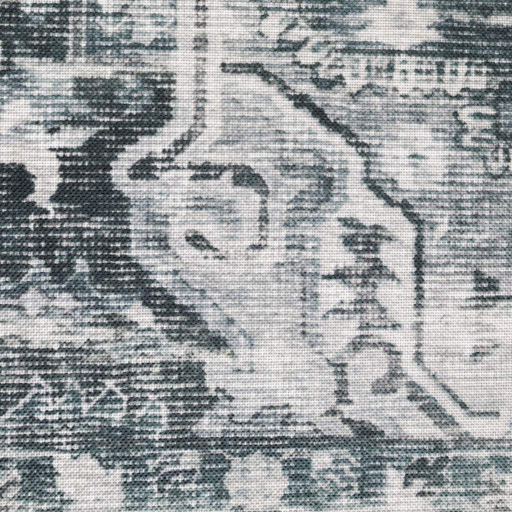 5' X 7' Navy Blue Ivory And Grey Oriental Printed Stain Resistant Non Skid Area Rug - Image 4