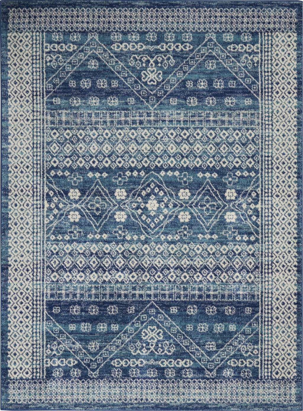 5' X 7' Navy Blue Power Loom Area Rug - Image 4