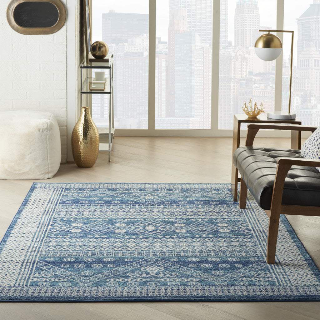 5' X 7' Navy Blue Power Loom Area Rug - Image 7