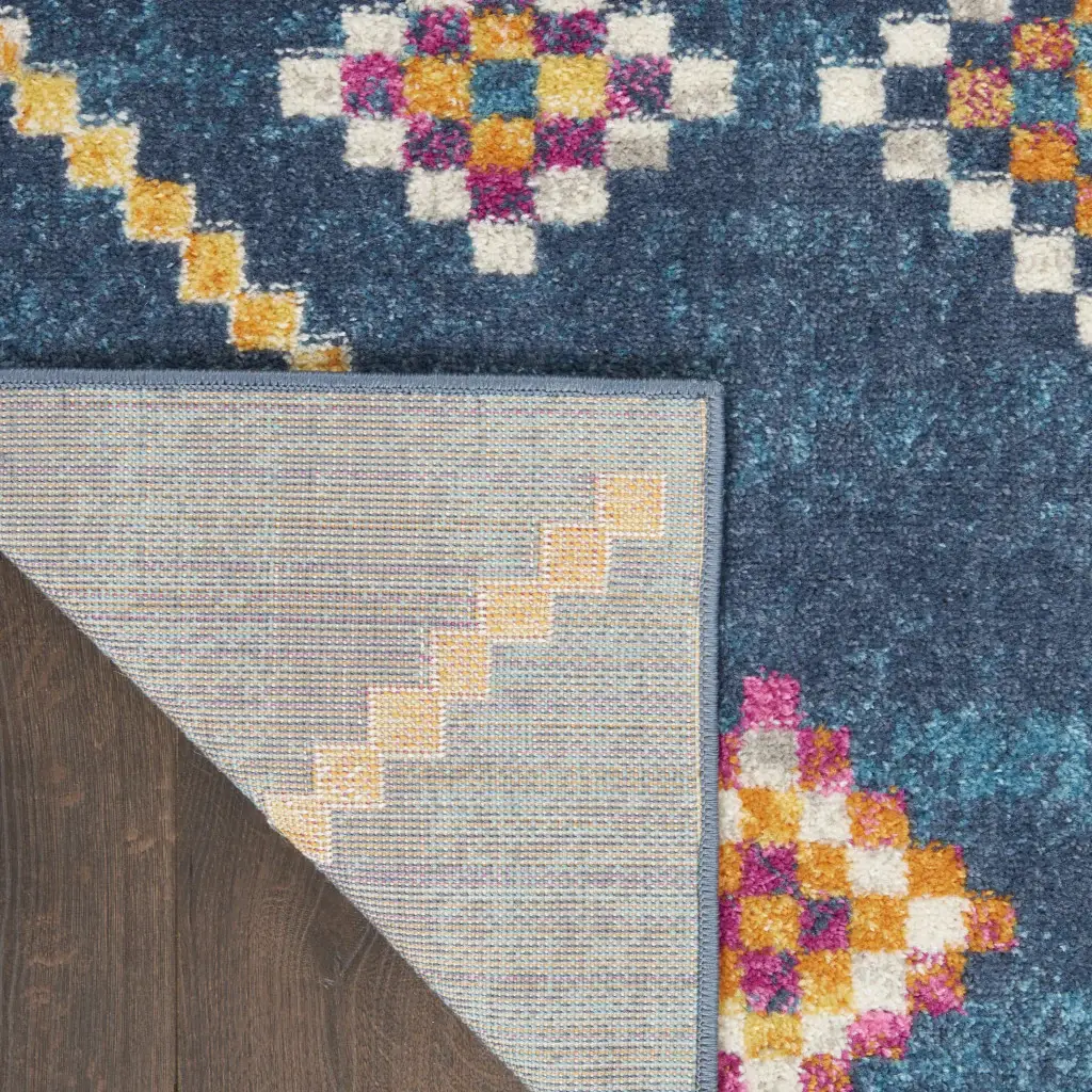 5' X 7' Navy Blue Southwestern Berber Area Rug - Image 5