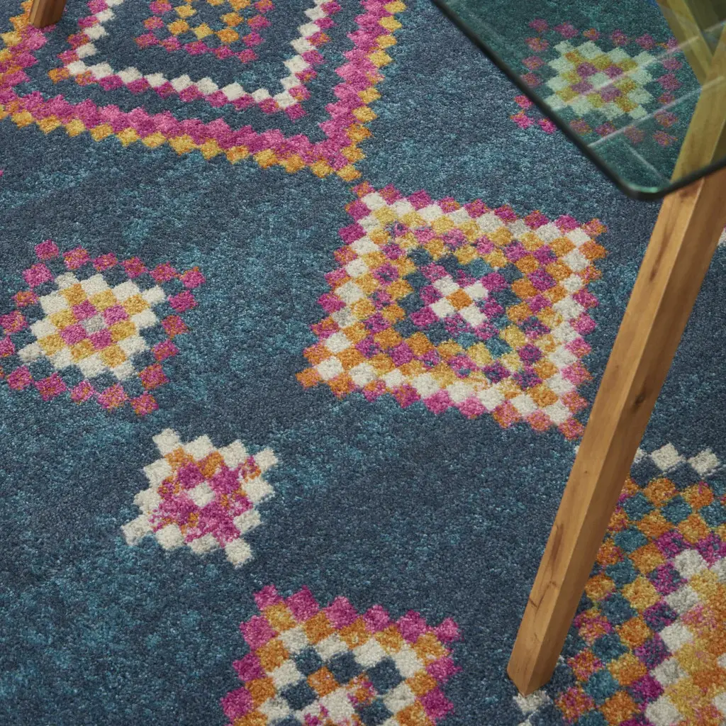 5' X 7' Navy Blue Southwestern Berber Area Rug - Image 7