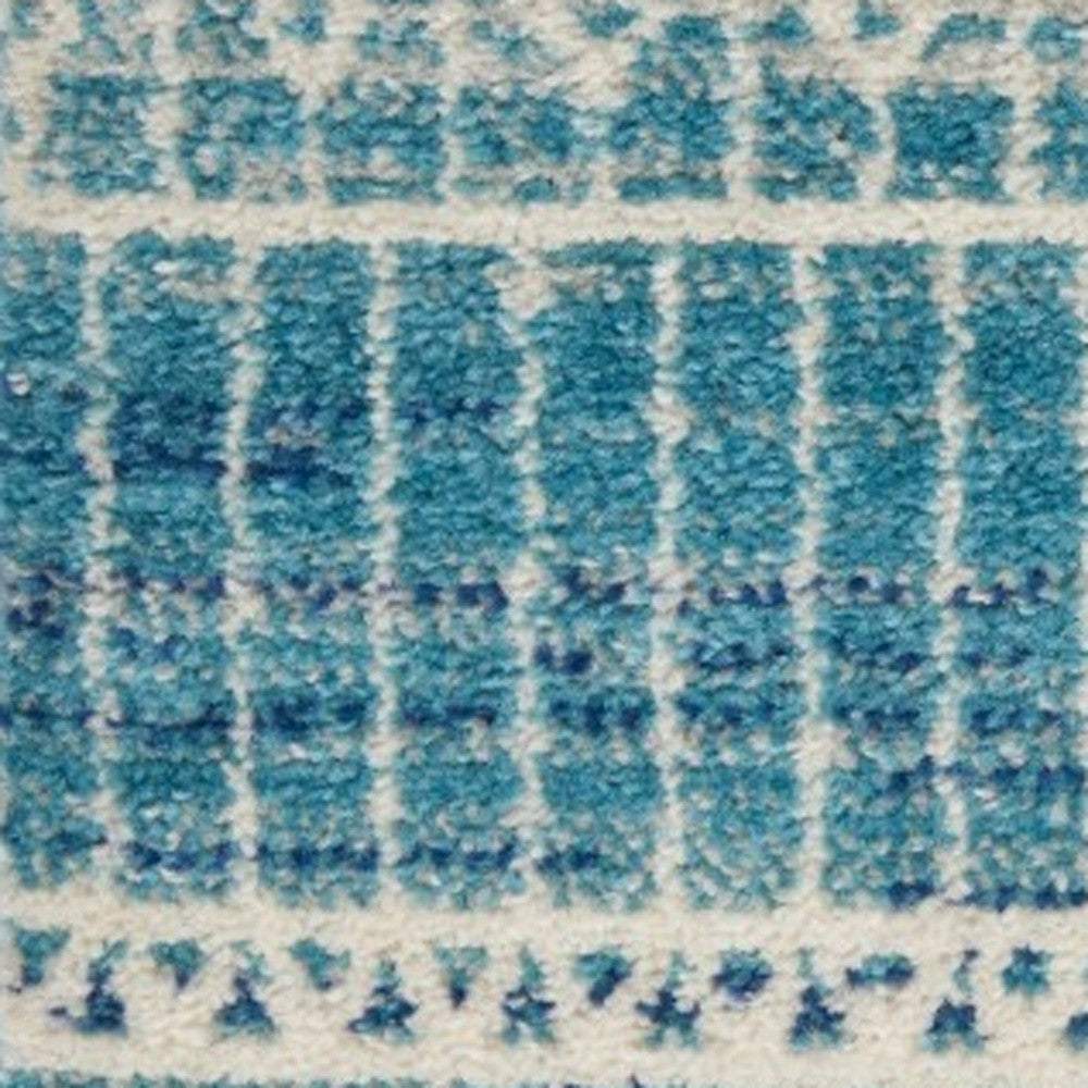 5' X 7' Navy Blue Southwestern Power Loom Area Rug - Image 2