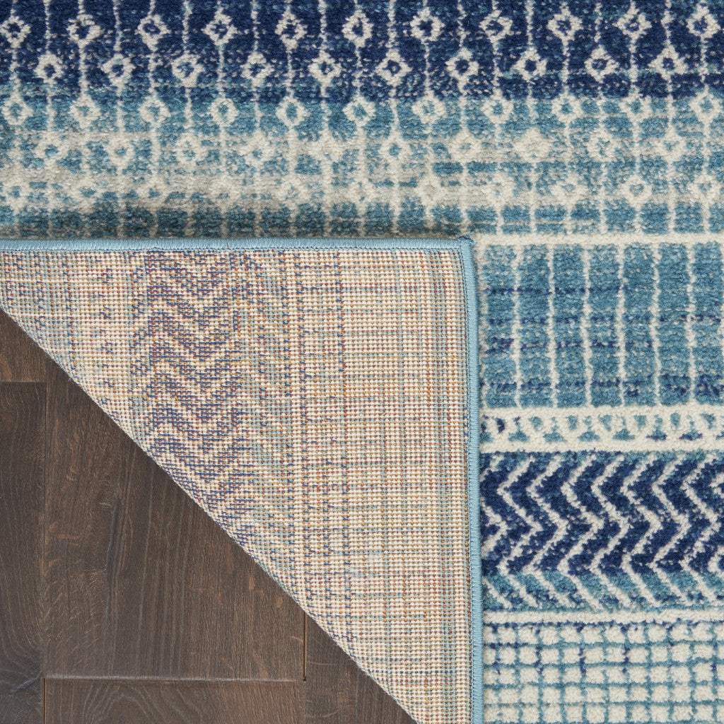 5' X 7' Navy Blue Southwestern Power Loom Area Rug - Image 5