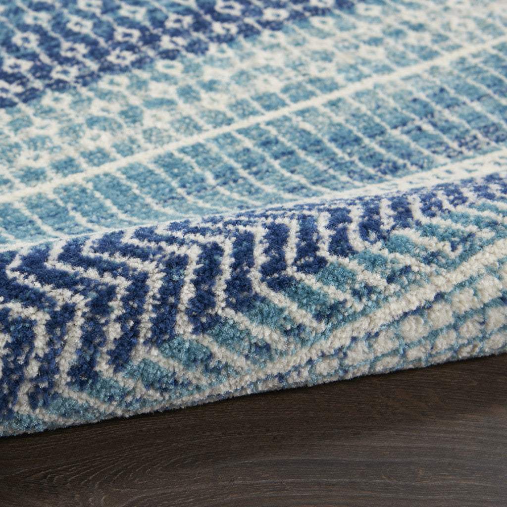 5' X 7' Navy Blue Southwestern Power Loom Area Rug - Image 6