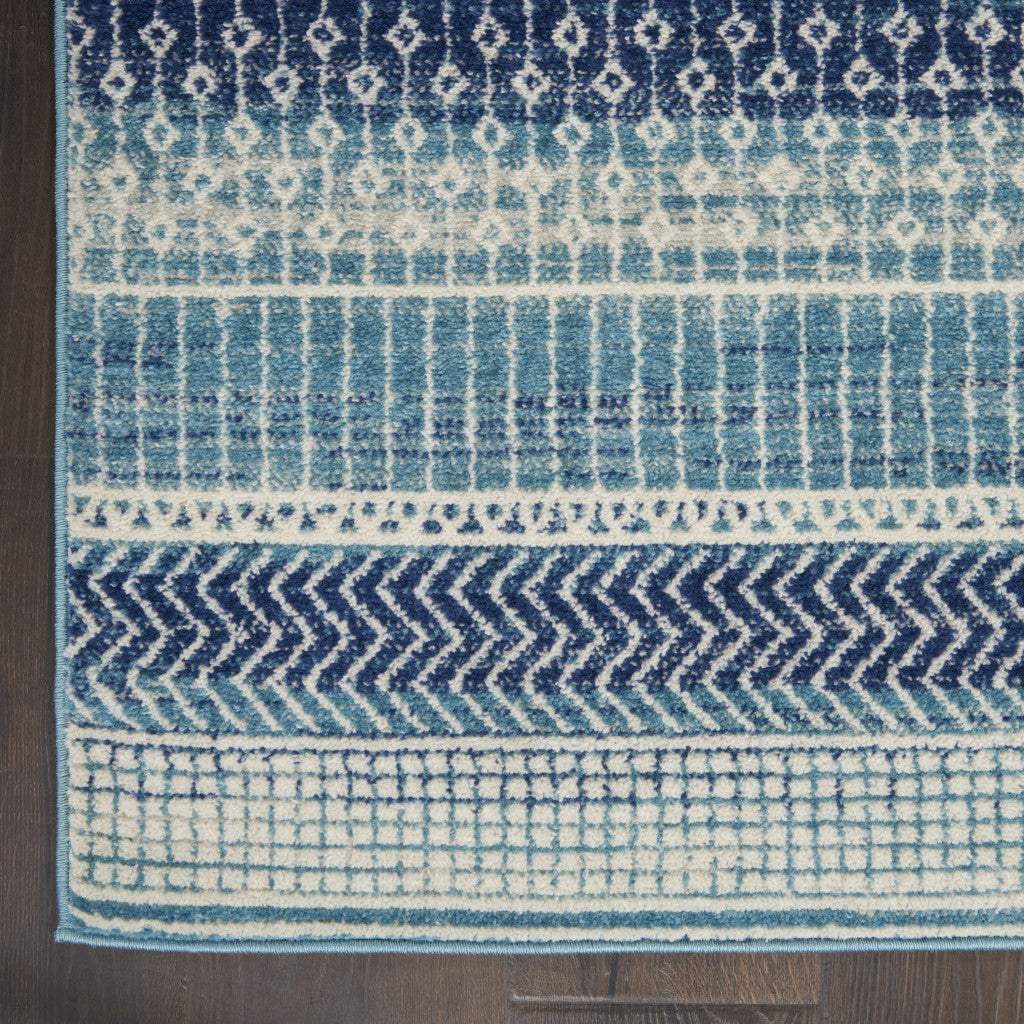 5' X 7' Navy Blue Southwestern Power Loom Area Rug - Image 9