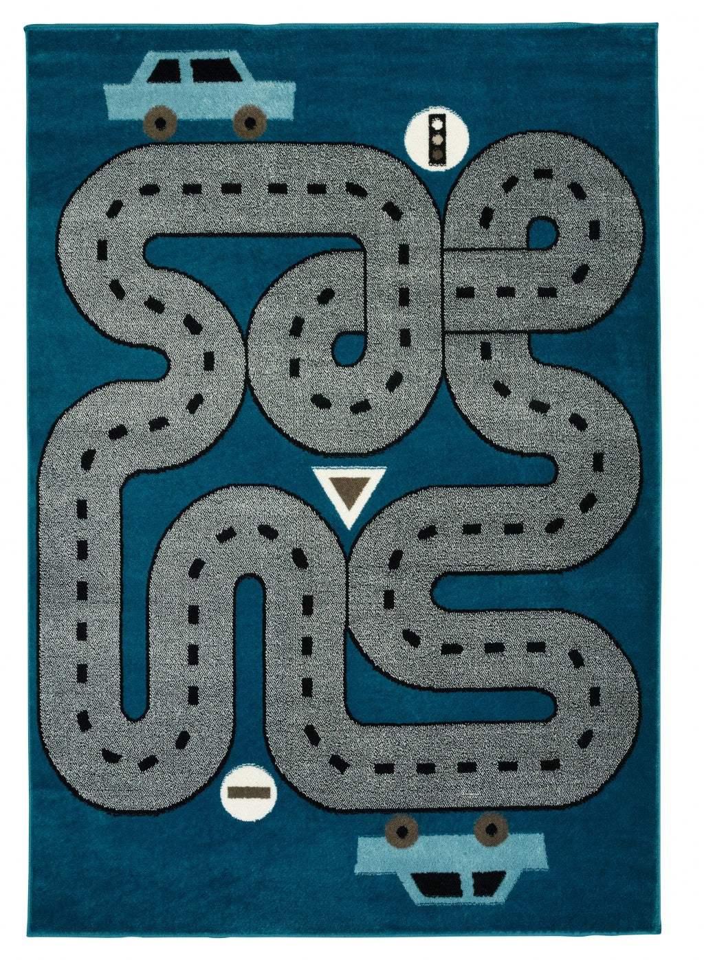 5' X 7' Navy Imaginative Racetrack Area Rug - Image 2
