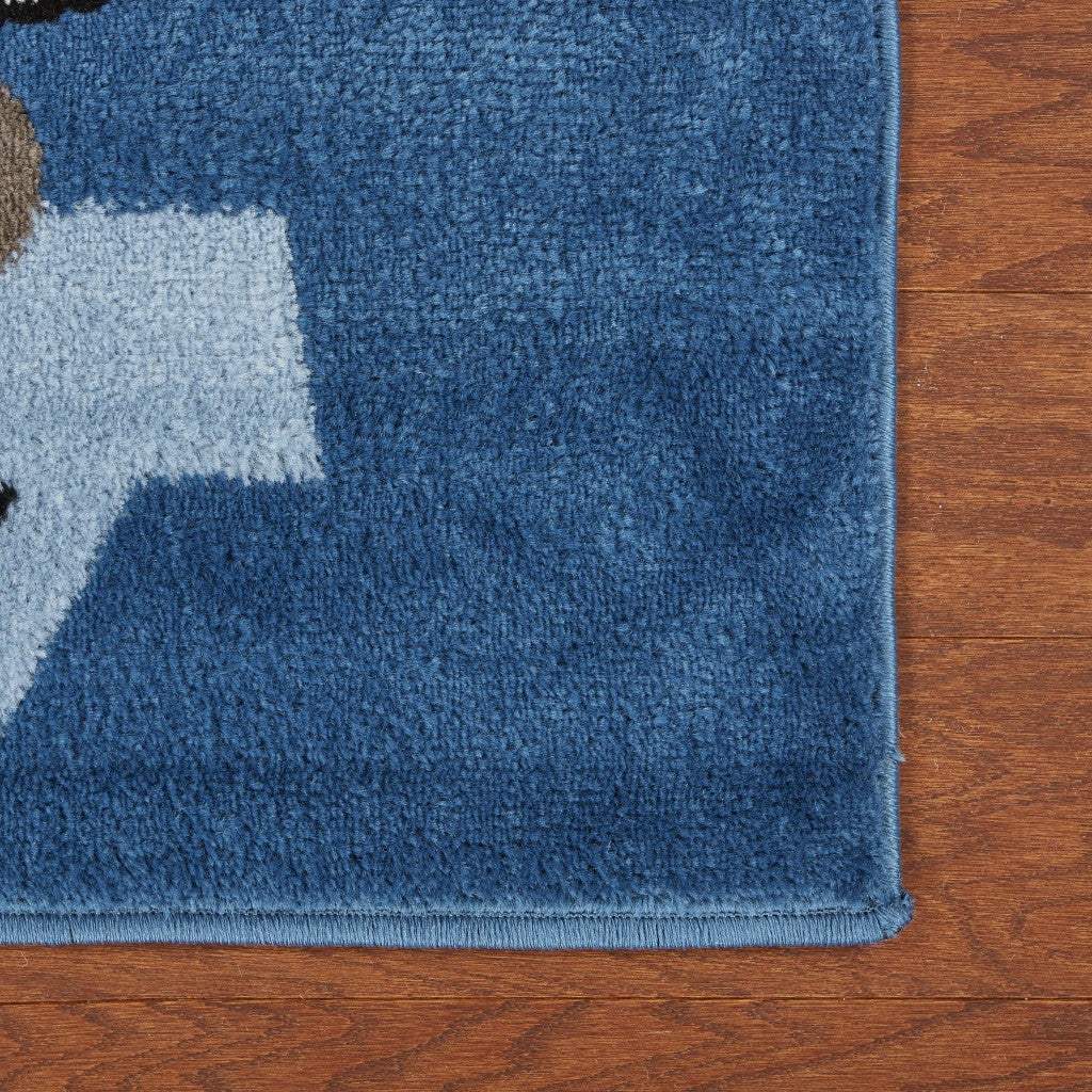 5' X 7' Navy Imaginative Racetrack Area Rug - Image 5