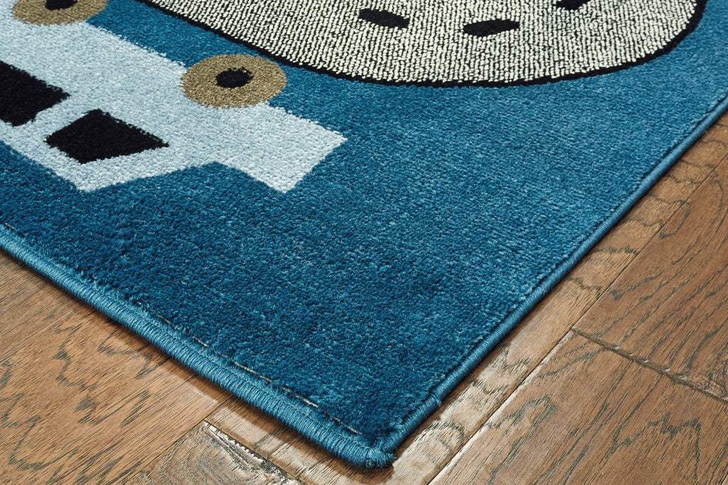 5' X 7' Navy Imaginative Racetrack Area Rug - Image 8