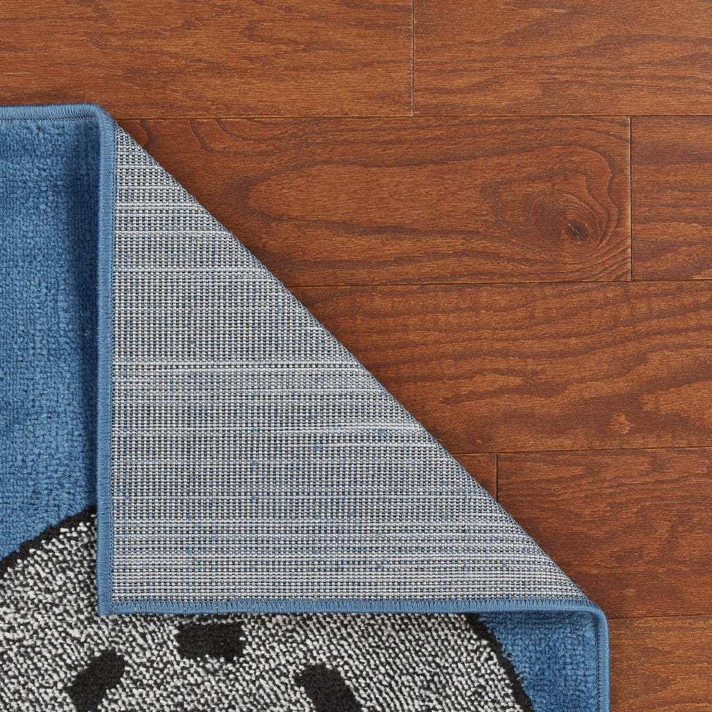 5' X 7' Navy Imaginative Racetrack Area Rug - Image 9