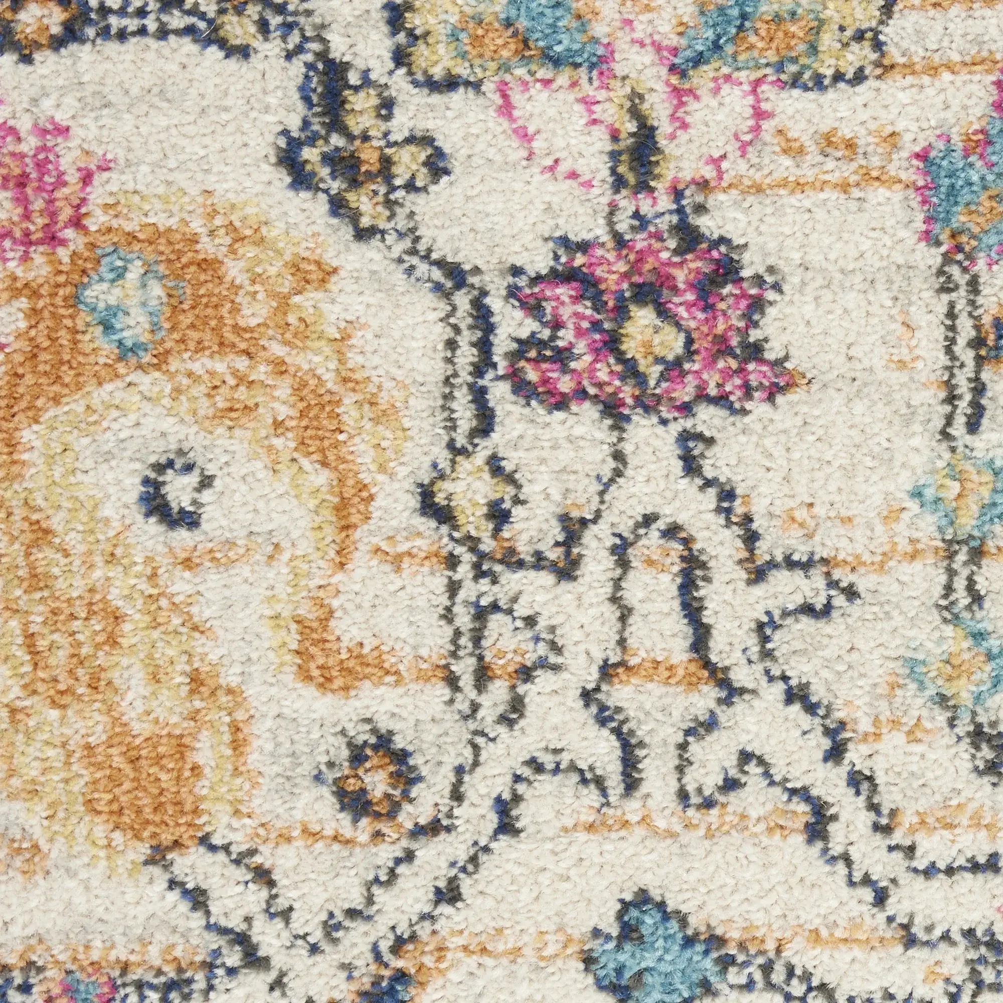 5' X 7' Orange And Ivory Floral Power Loom Area Rug - Image 3