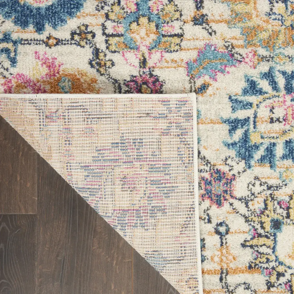 5' X 7' Orange And Ivory Floral Power Loom Area Rug - Image 4