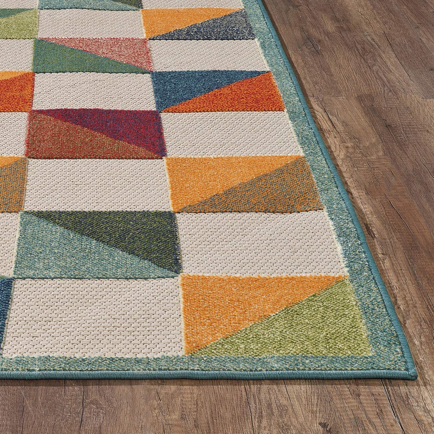 5' X 7' Orange And Ivory Geometric Stain Resistant Indoor Outdoor Area Rug - Image 4