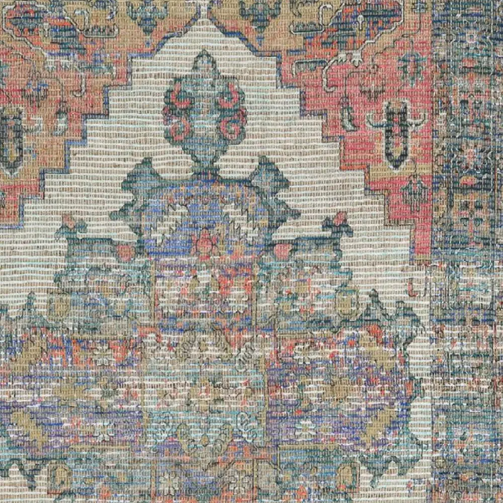 5' X 7' Orange Medallion Hand Woven Distressed Area Rug - Image 8