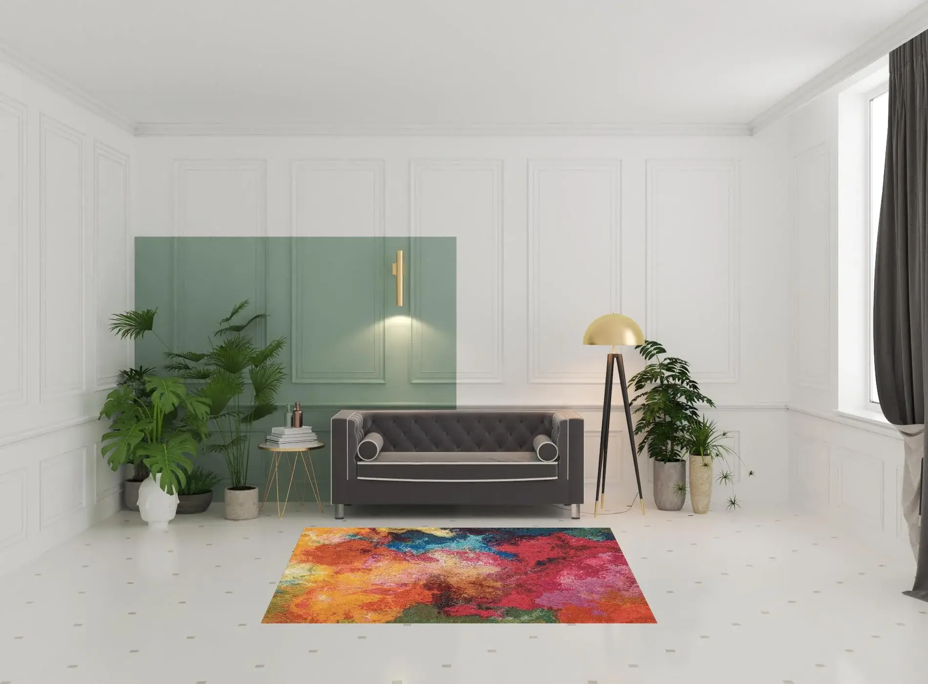 5' X 7' Palette Abstract Power Loom Non Skid Area Rug - Image 2