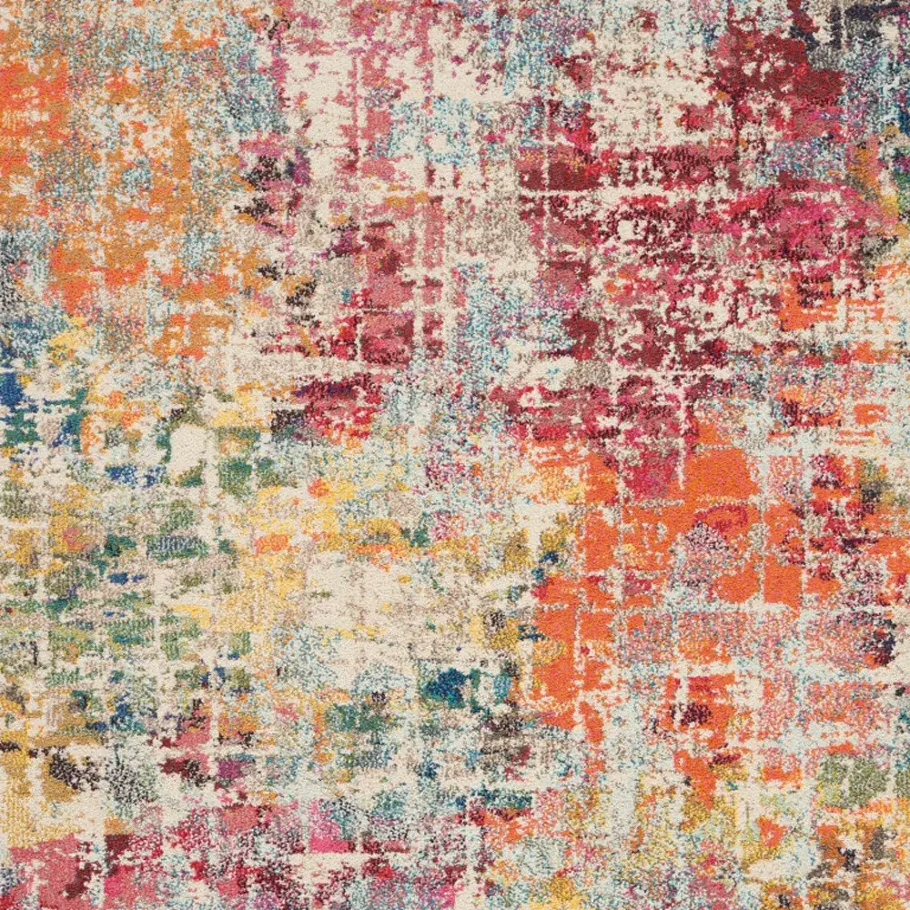 5' X 7' Pink Abstract Power Loom Distressed Non Skid Area Rug - Image 3
