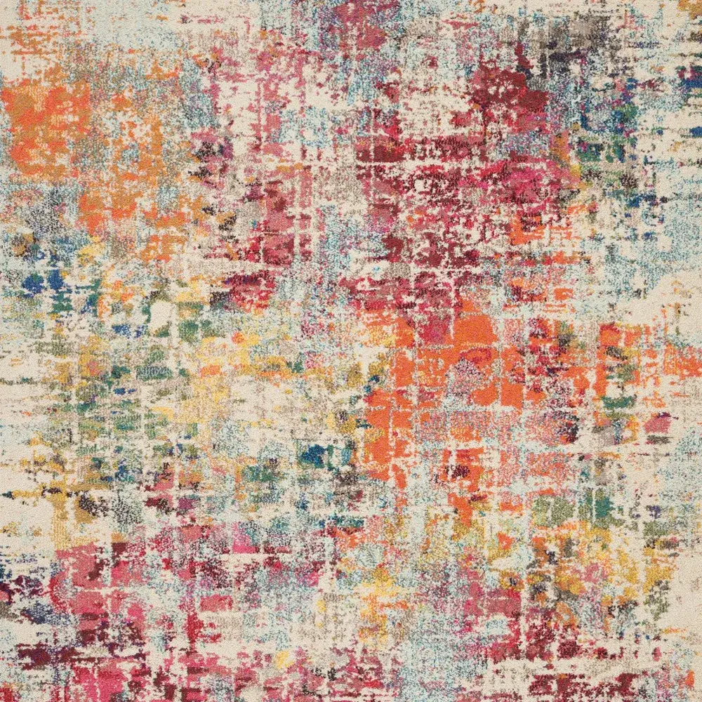 5' X 7' Pink Abstract Power Loom Distressed Non Skid Area Rug - Image 4