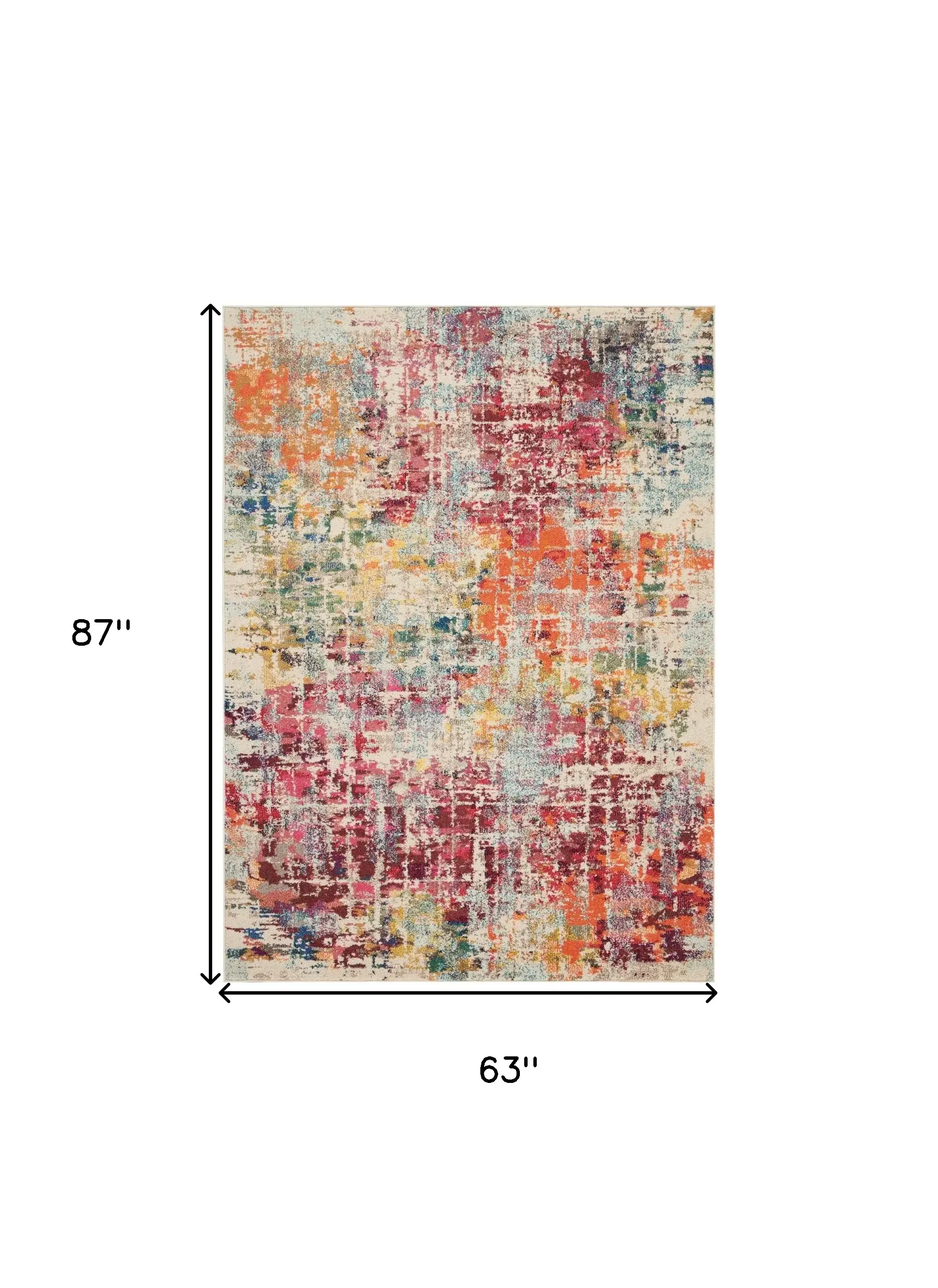 5' X 7' Pink Abstract Power Loom Distressed Non Skid Area Rug - Image 5