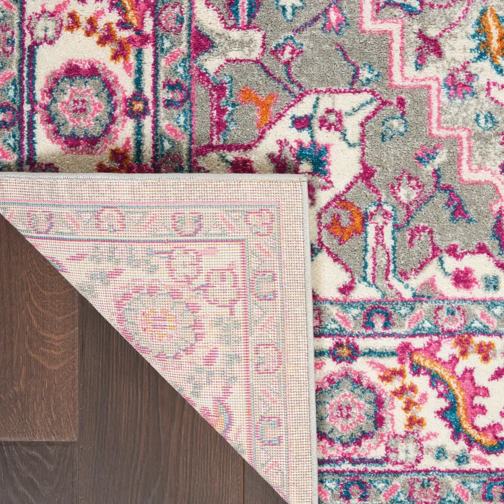 5' X 7' Pink And Gray Power Loom Area Rug - Image 4