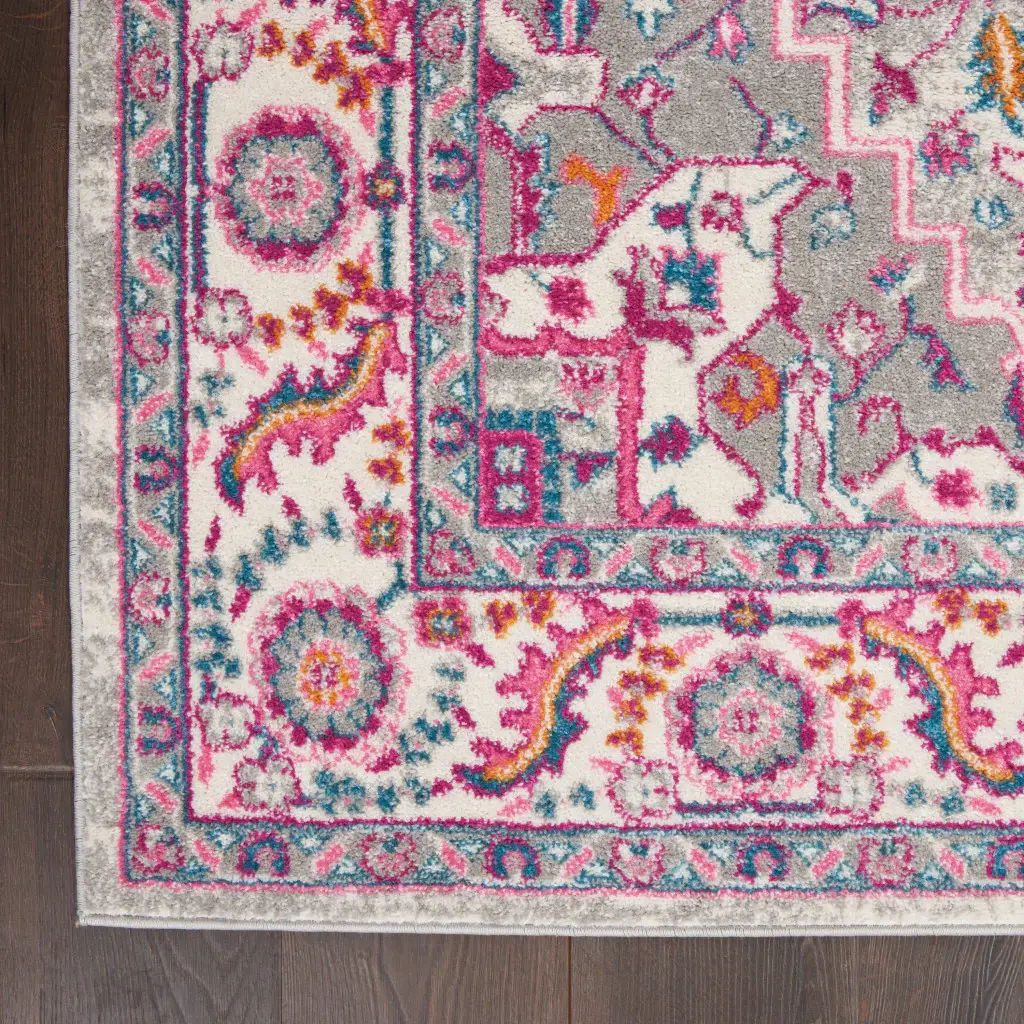 5' X 7' Pink And Gray Power Loom Area Rug - Image 8