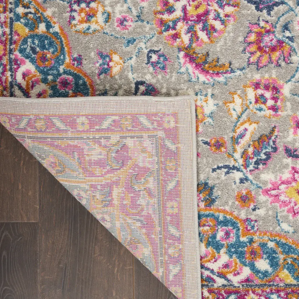 5' X 7' Pink And Gray Power Loom Area Rug - Image 4