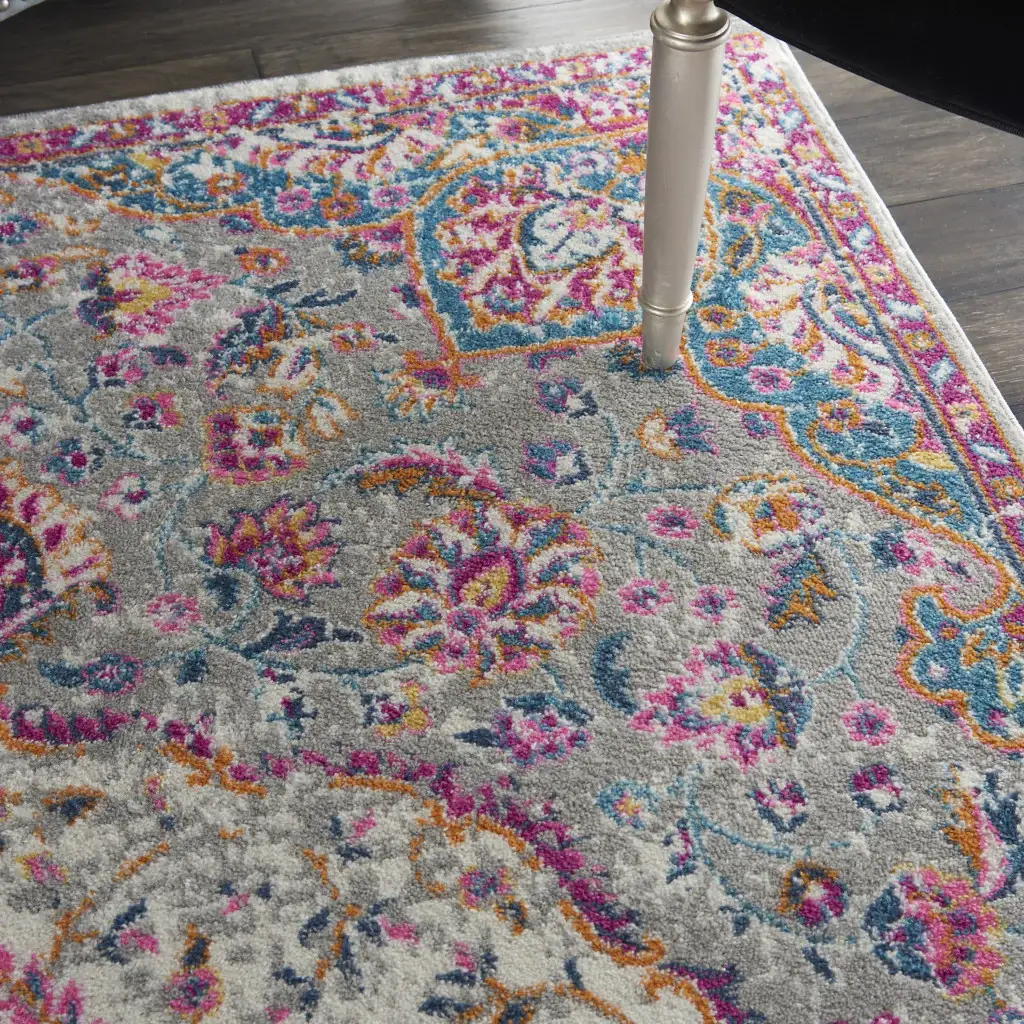 5' X 7' Pink And Gray Power Loom Area Rug - Image 7