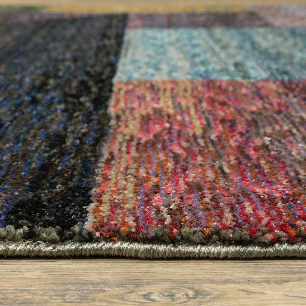 5' X 7' Purple and Red Geometric Power Loom Area Rug - Image 5