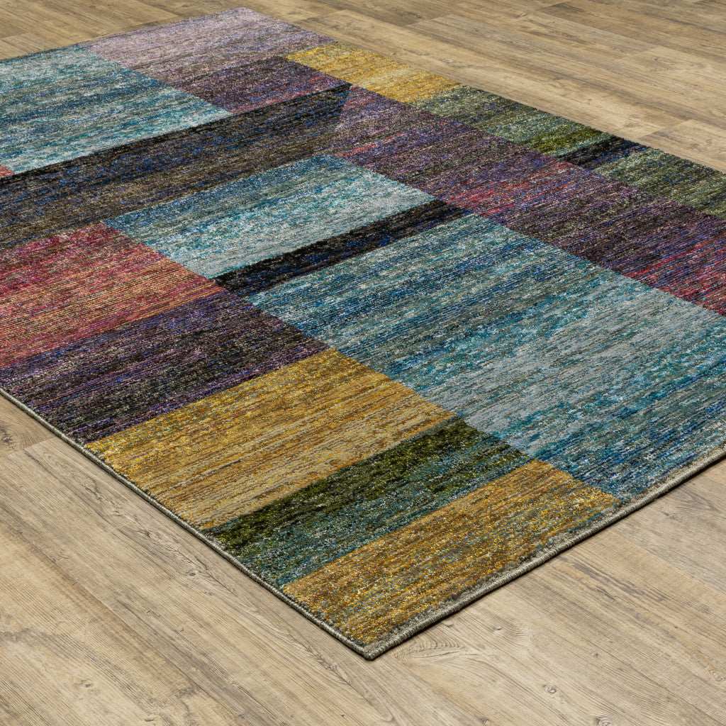 5' X 7' Purple and Red Geometric Power Loom Area Rug - Image 6