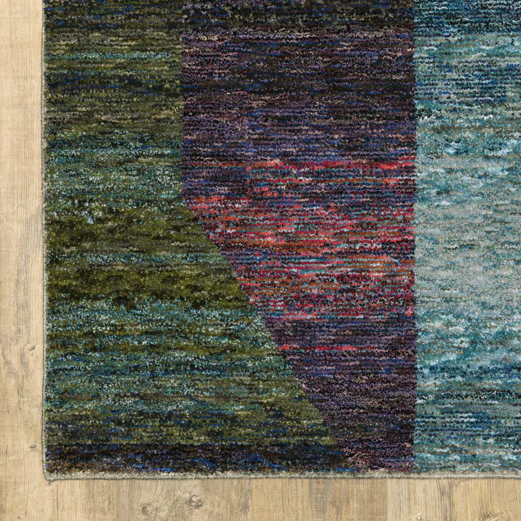 5' X 7' Purple and Red Geometric Power Loom Area Rug - Image 9