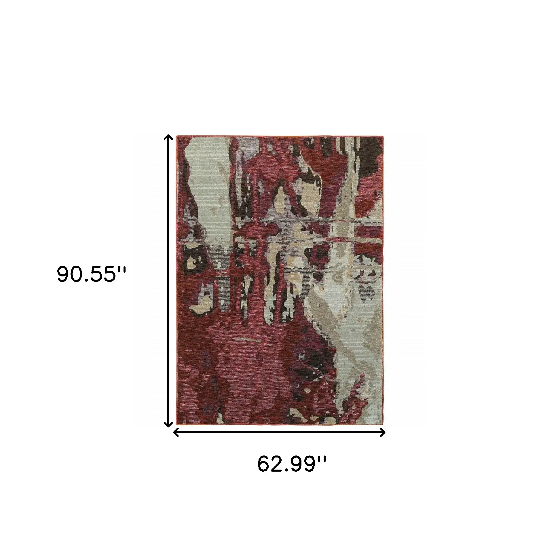 5' X 7' Red and Beige Abstract Power Loom Area Rug - Image 3