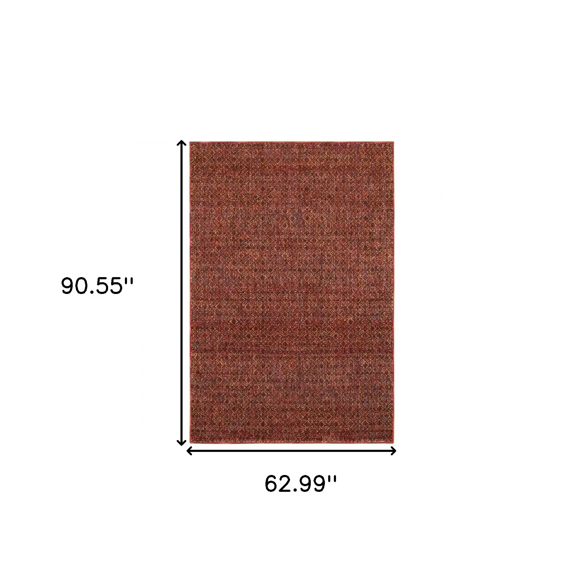 5' X 7' Red and Gold Geometric Power Loom Area Rug - Image 3