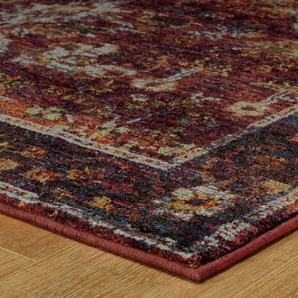 5' X 7' Red Purple Oriental Power Loom Area Rug - Image 5