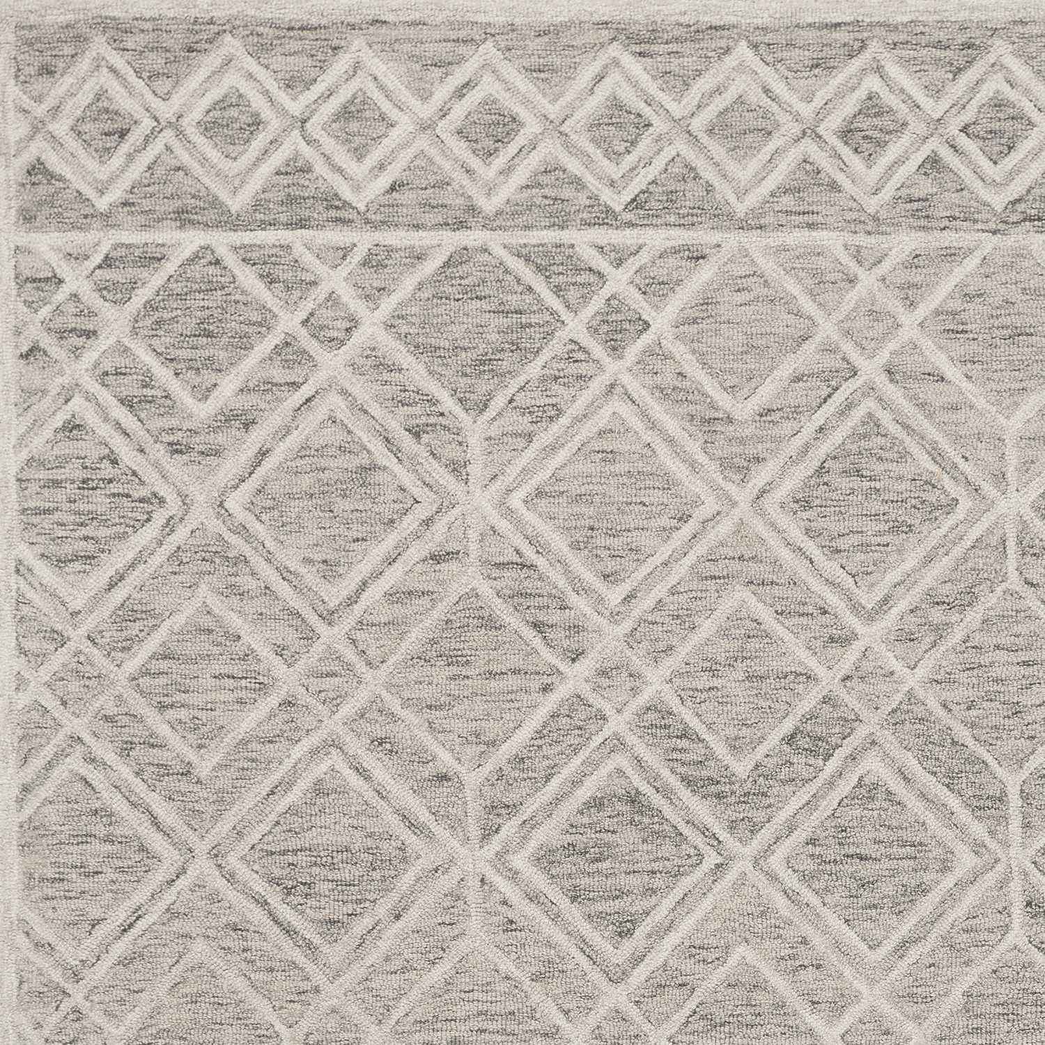 5' X 7' Sand Geometric Diamond Wool Indoor Area Rug - Image 3
