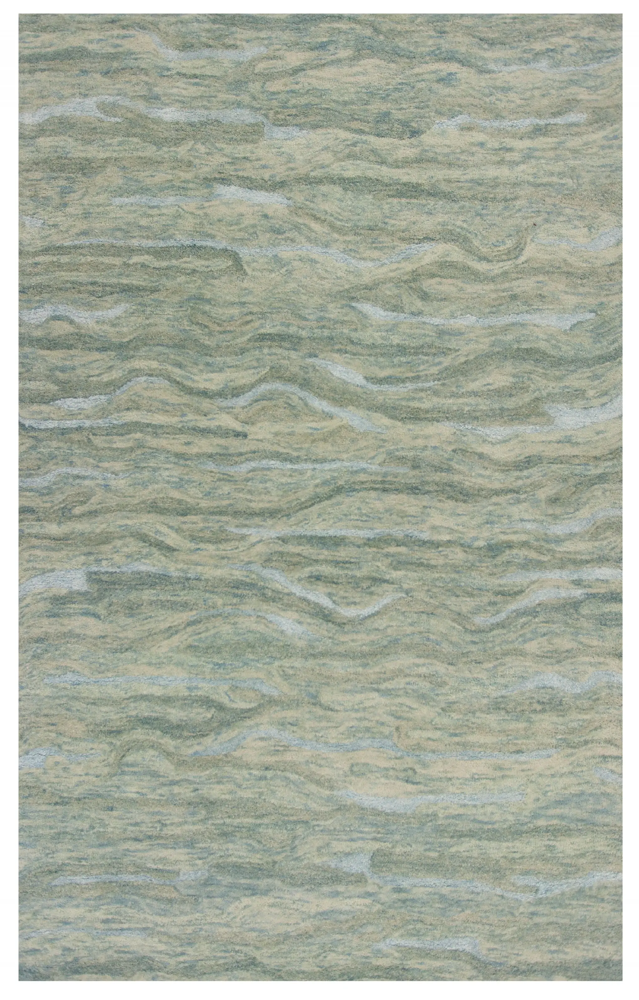 5' X 7' Seafoam Blue Hand Tufted Abstract Indoor Area Rug - Image 4