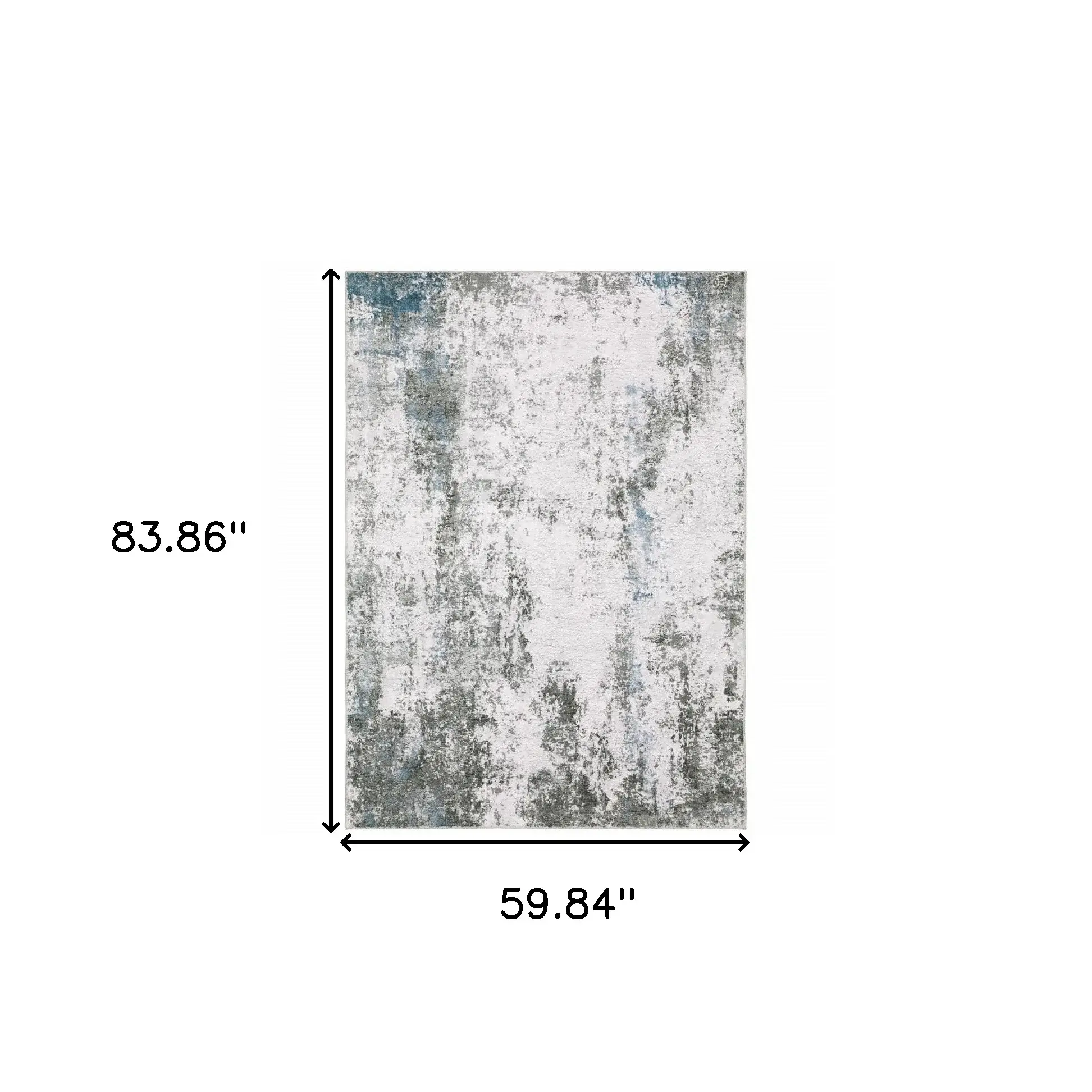 5' X 7' Silver Grey Charcoal And Light Blue Abstract Printed Stain Resistant Non Skid Area Rug - Image 3