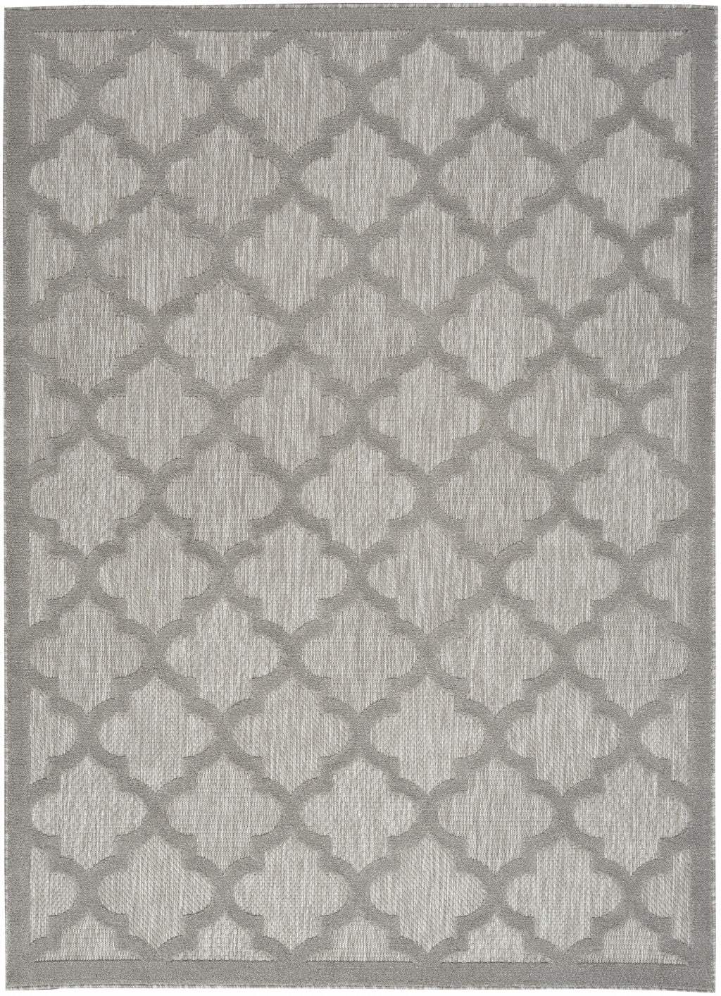 5' X 7' Silver Grey Ikat Indoor Outdoor Area Rug