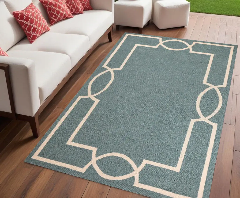 5' X 7' Spa Coastal Bordered Indoor Outdoor Area Rug - Image 2