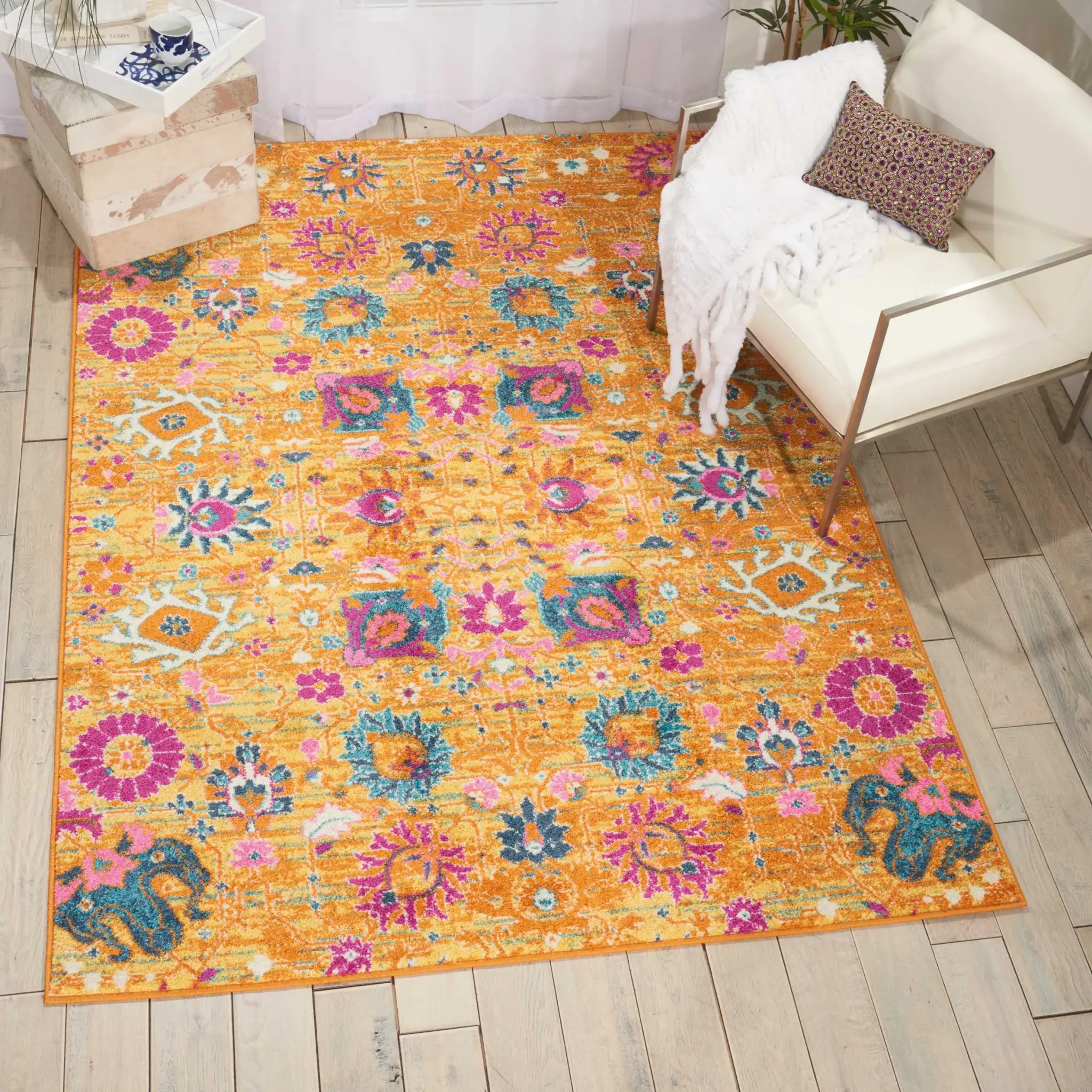 5' X 7' Sunset Floral Power Loom Area Rug - Image 8