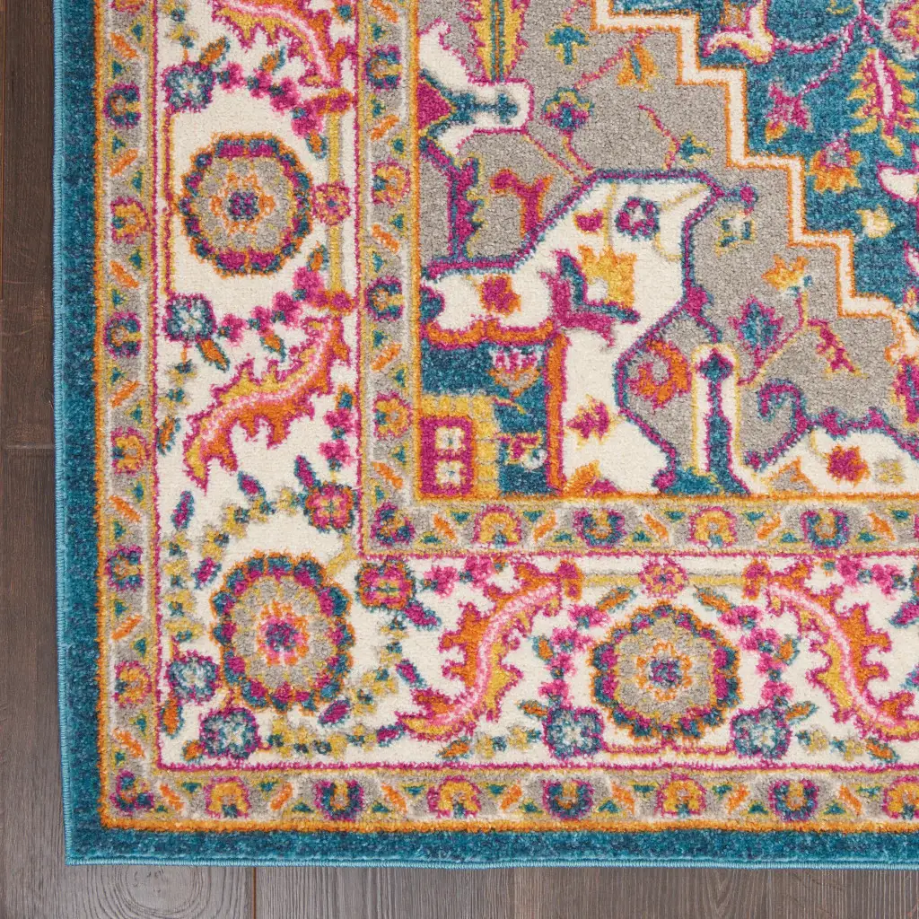 5' X 7' Teal Blue Power Loom Area Rug - Image 2