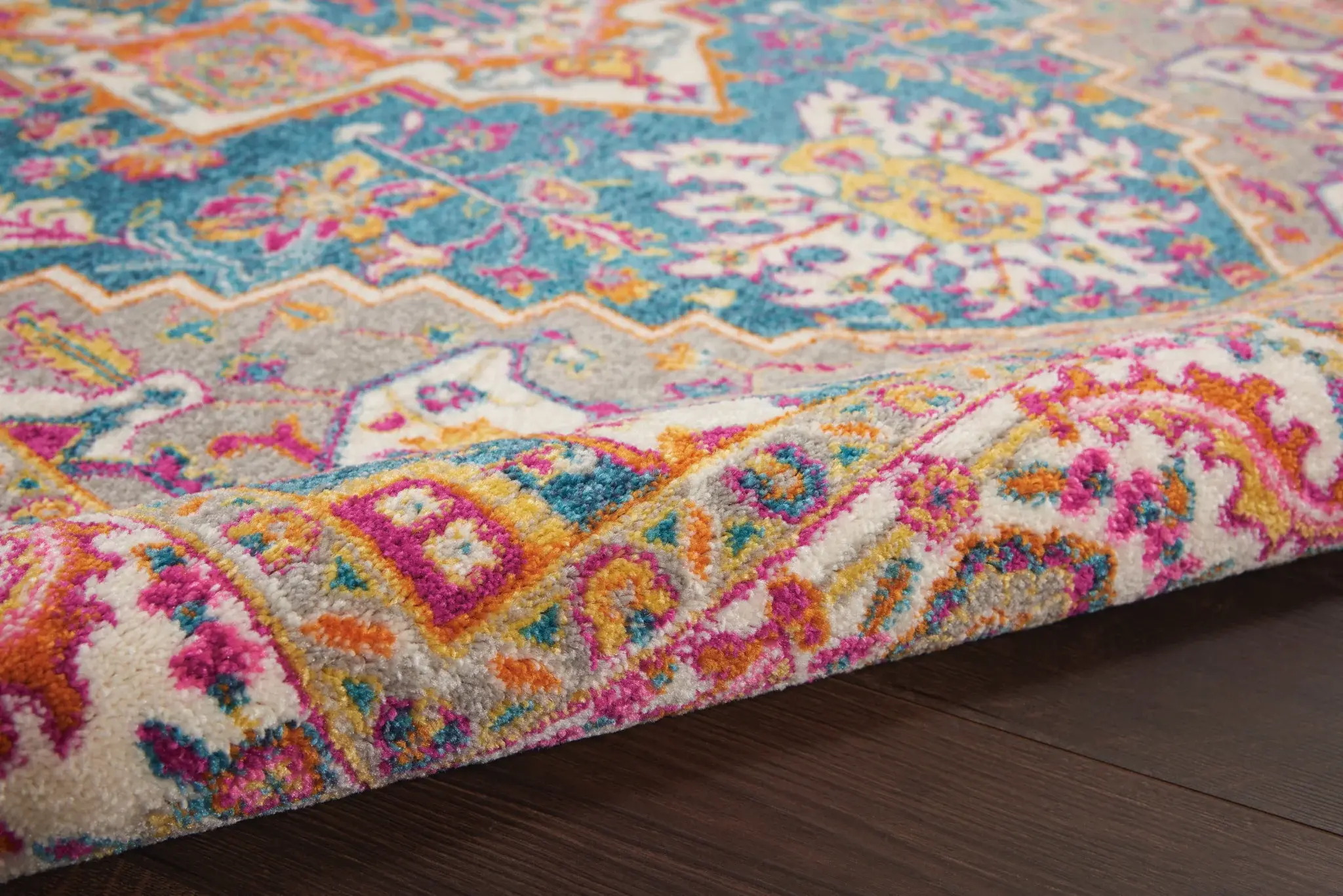 5' X 7' Teal Blue Power Loom Area Rug - Image 5