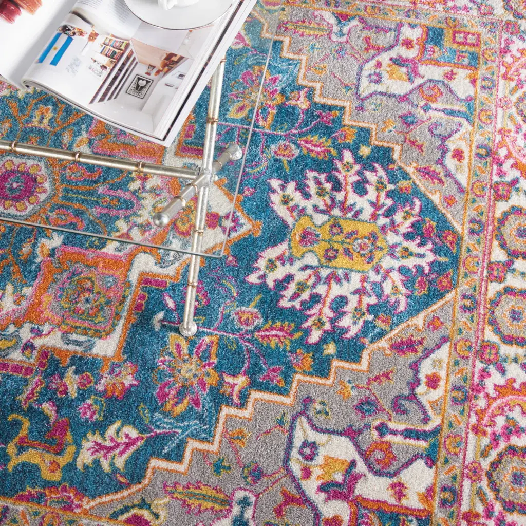 5' X 7' Teal Blue Power Loom Area Rug - Image 7