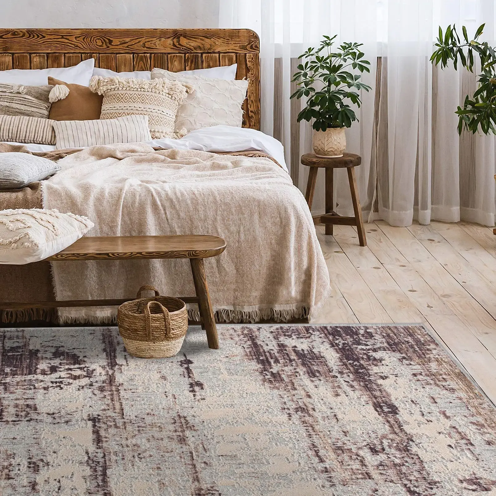 5' X 7' Violet Abstract Dhurrie Area Rug - Image 6