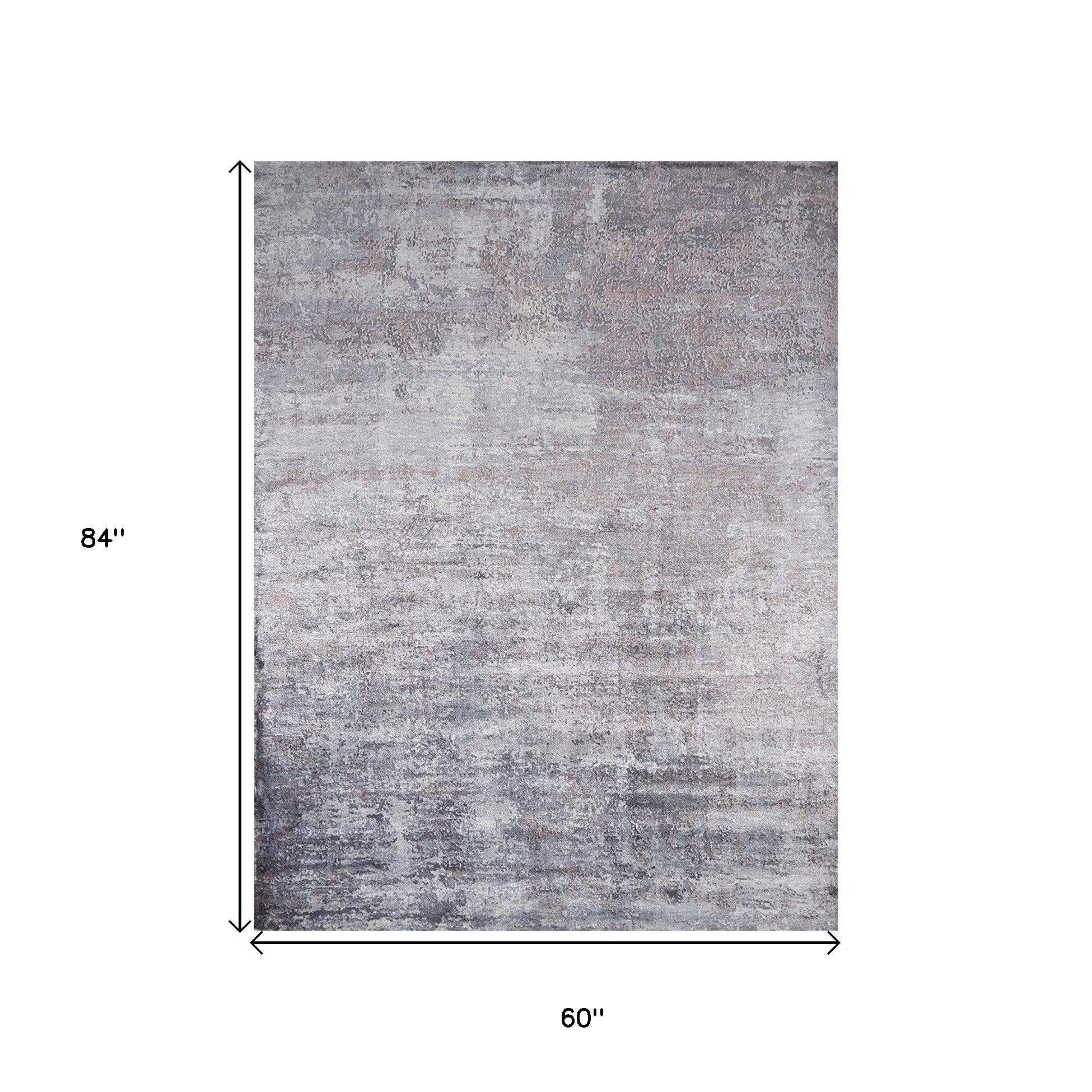 5' X 7'  Viscose Slate Area Rug - Image 3