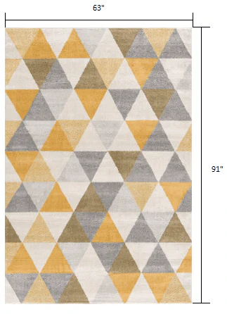 5' X 7' Yellow and Ivory Geometric Area Rug - Image 3