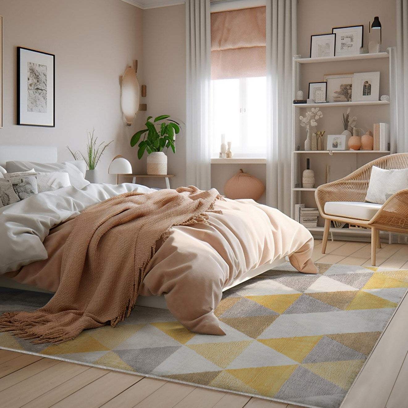 5' X 7' Yellow and Ivory Geometric Area Rug - Image 4