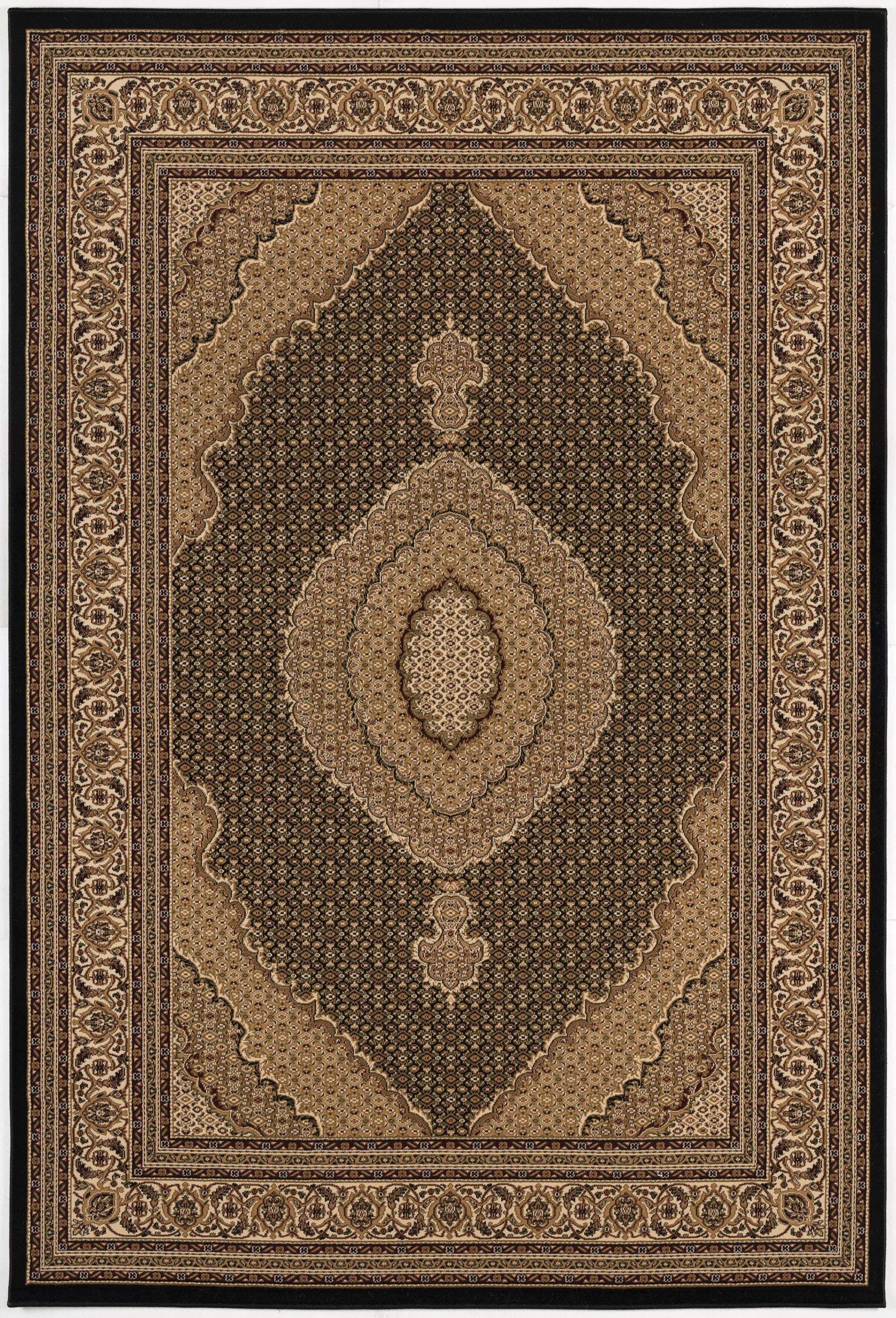 5' X 8' Beige and Black Medallion Power Loom Area Rug - Image 2