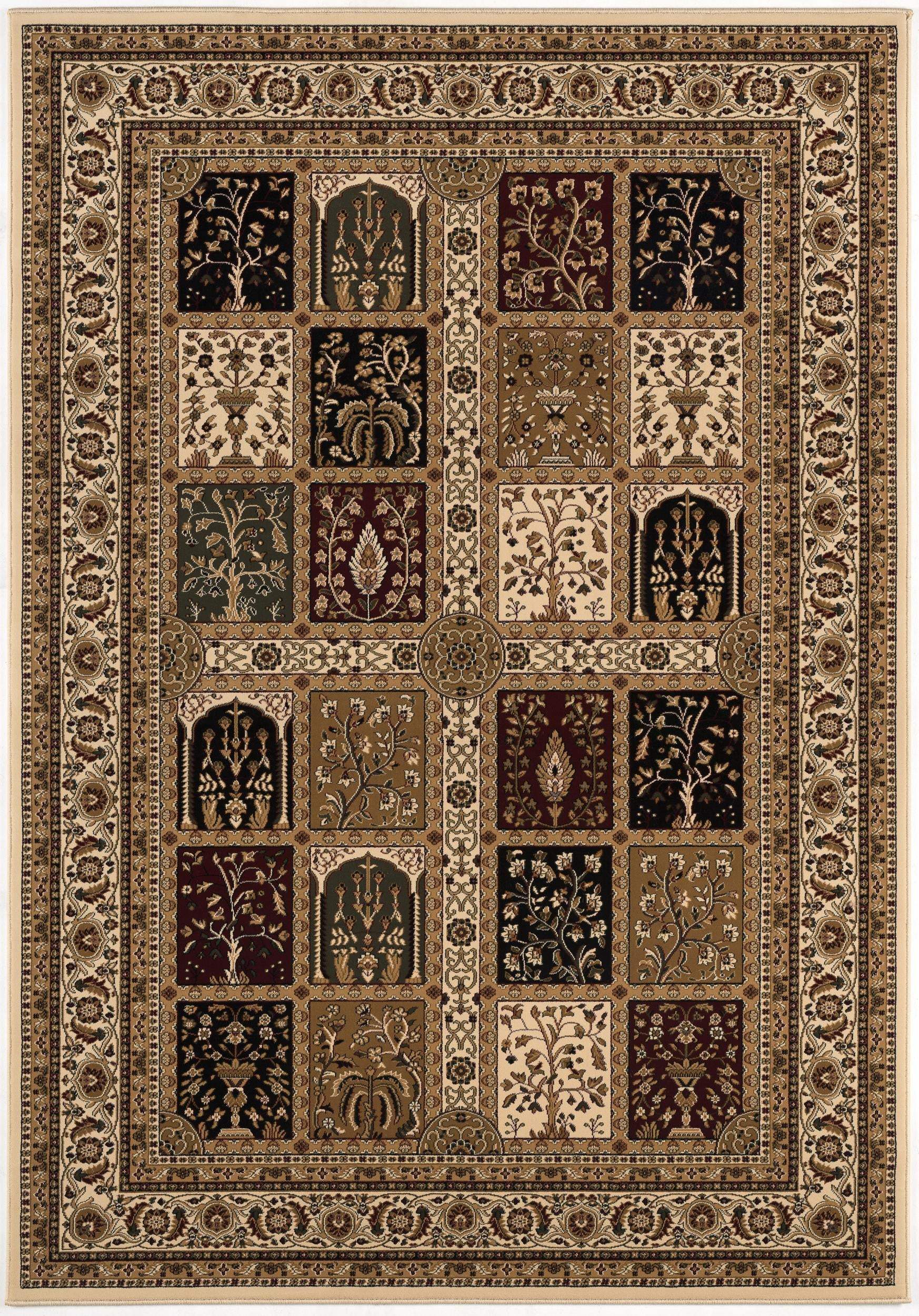 5' X 8' Beige and Black Oriental Power Loom Area Rug - Image 2